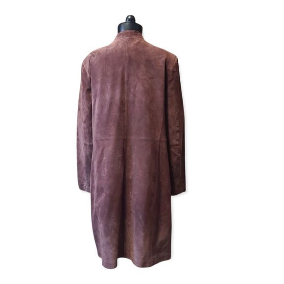 Plum Suede Leather Duster Jacket  B Bernardo XL - Picture 5 of 7